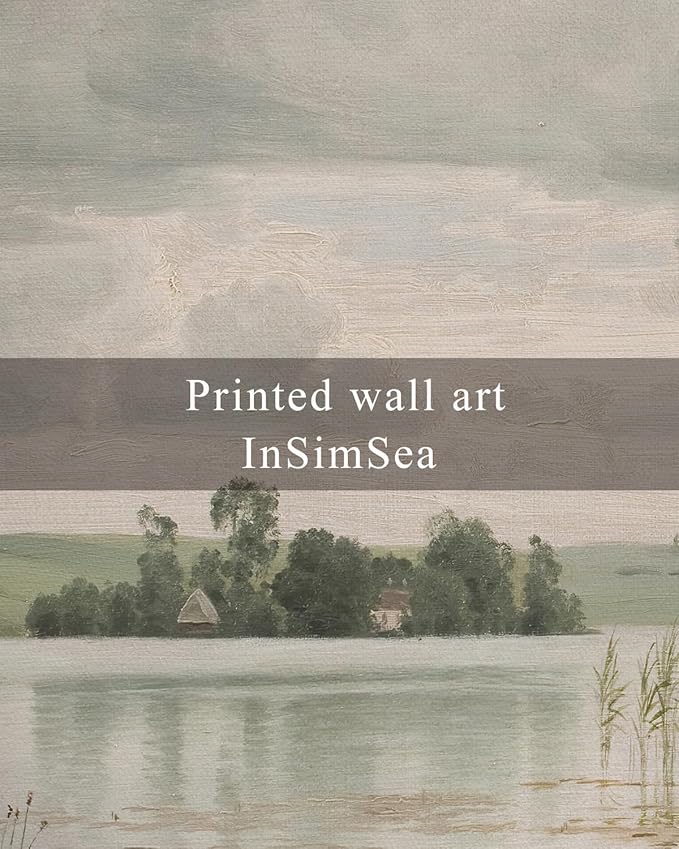 InSimSea Framed Canvas Prints Art Vintage Decor, Countryside Lakeside Landscape Paintings, Large Prints, Vintage Retro Hanging Wall Decorations for Bathroom Bedroom Living Room, 20"x30"