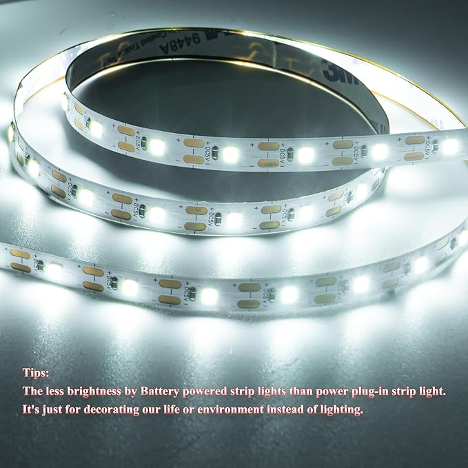 2-Pack LED String Lights Battery Powered, 1.64ft White LED Fairy Lights Battery Powered, With blinking function, Decor Rope Lights for DIY Parties, Weddings, Patios, and Christmas Decorations.