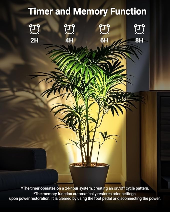 Abovizo 2 Pack Uplighting Indoor, LED Floor Can Lights with Remote and Timer, 3 Color Temps Dimmable Spotlight for Corner Sofa Plant Home Accent Lighting, 5.9 FT Plug Cord & Foot Switch, Black