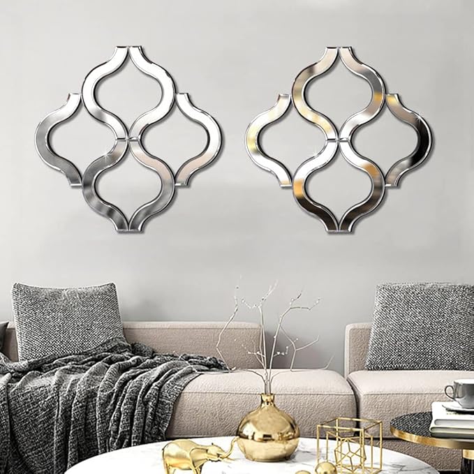 DMDFIRST Arc-Shaped Decorative Wall Mirror Silver 20"x20" Large, Exquisite Bevelled Gorgeous Glam Accent Decor, Unique Modern Fashion Hand Craft Chic Wall Decor