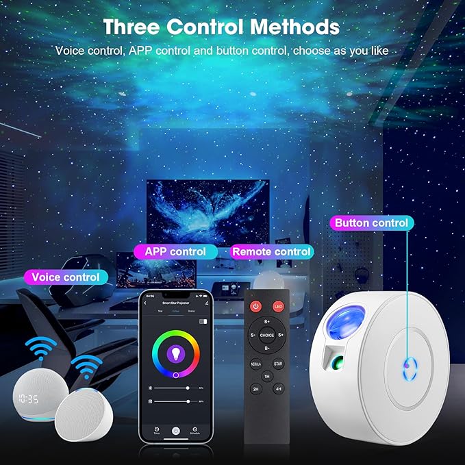 Laser Safety Certified Star Projector, 900+ Sq.ft Wall Ceiling Coverage, 3-Way Control (App/Alexa/Manual),16M Color Galaxy Light for Kids Adults Bedroom, Room Decor, Party, Valentines Day Gifts