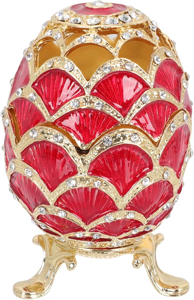 European Style Red Metal Jewelry Box Alloy Ear Display Case Cosmetic Organizer for Women Festival Storage