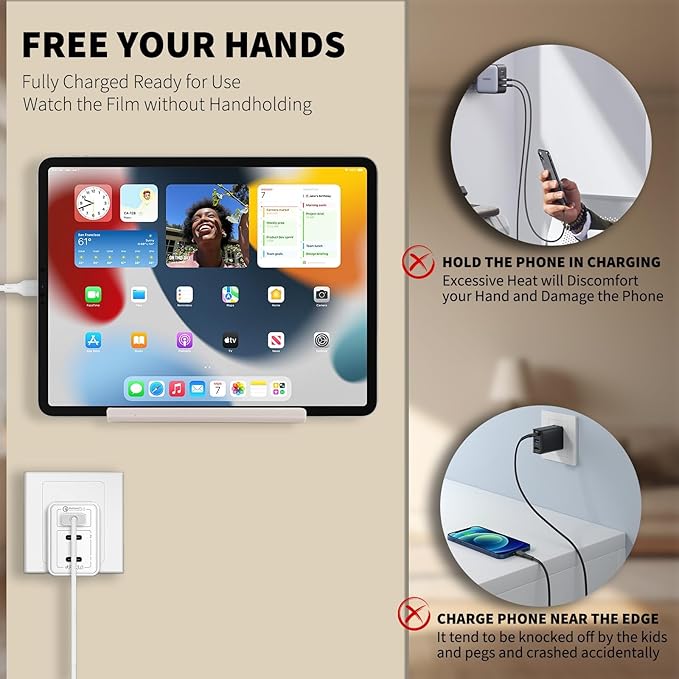 2pcs Adhesive Tablet Wall Mounted Phone Shelf Acrylic Stick On Shelves,Bedroom Wall Mount Floating Shelves for Tablet,eReader,Cell Phone Holder for Bathroom,Dorm Bedside Shelf(Black)
