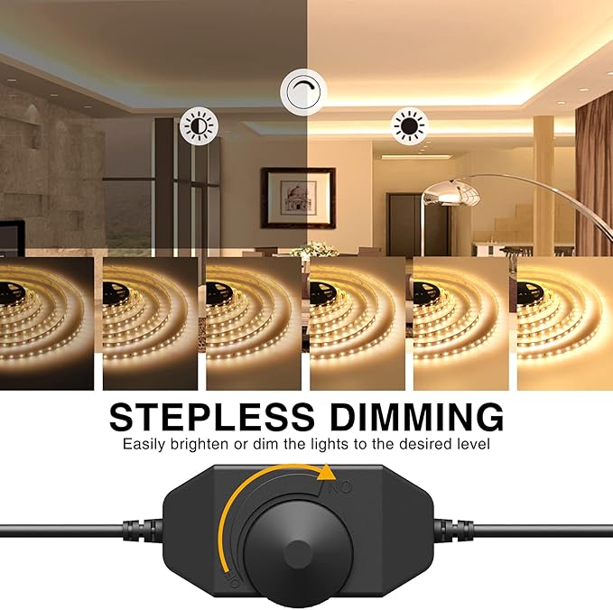 Onforu Warm White LED Strip Lighting, 65.6ft 3000K Dimmable Led Tape Light, 20m Bright 1200 LEDs 2835 Flexible Ribbon Christmas Light, 12V Adhesive Rope Lights for Kitchen, Under Cabinet, Bedroom