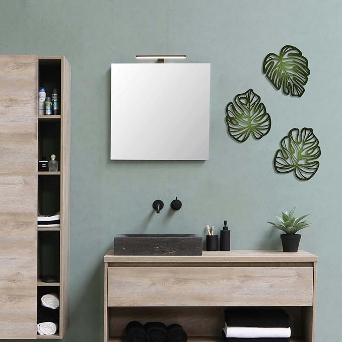 Palm Leaves Wood Wall Decor, 3Pcs Tropical Wall Art Jungle Decor, Wooden Natural Leaves Plant Wall Decor, Vintage Tropical Plant Plaque for Home Living Room Kitchen Bedroom Bathroom & Garden, Green