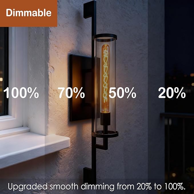 40 Watt Decorative Vintage LED Light Bulbs, Golden T32 Extended Bubble 4W LED Filament Edison Bulb,2700K Oversized Warm Lights,Dimmable E26 Lamp Base,1-Pack