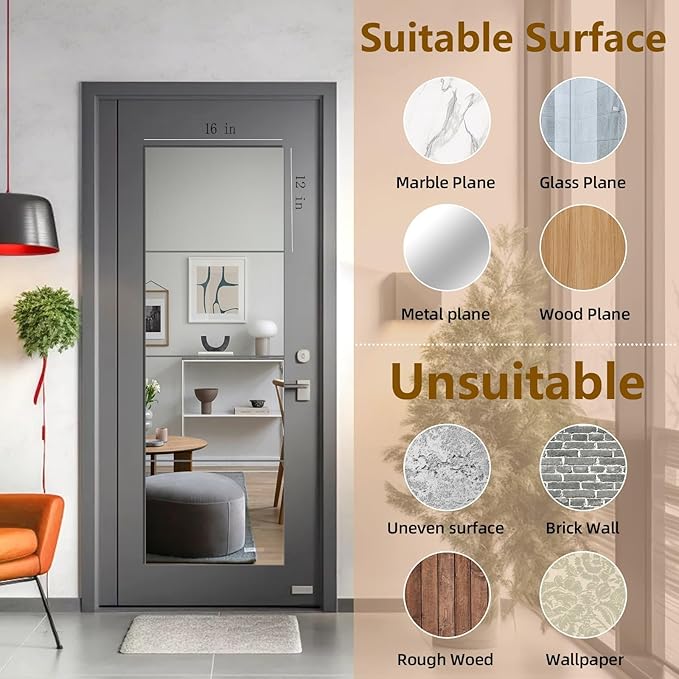 Stick on Small Mirror for Wall Decor, Plastic Non Glass Sticky Kids Safety Toddler Mirrors, 4 Pack 16”x12” Acrylic Mirror Tiles, Shatterproof Mirrors Sheet for Bedroom Closet，Gym Body Mirror's