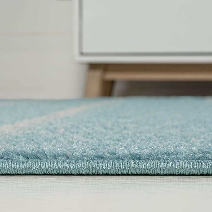 JONATHAN Y Williamsburg Minimalist Stripe Turquoise/Cream Indoor Area Rug, 3x5, Contemporary, Modern, Easy-Cleaning for Living Room, Bedroom, Kitchen, Pet Friendly, Non-Shedding (MOH201B-3)
