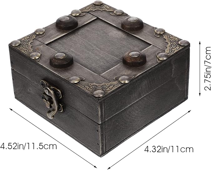 LIFKOME Wooden Makeup Organizer Vintage Treasure Box Jewelry Trinket Box Ring Storage Decorative Storage Case