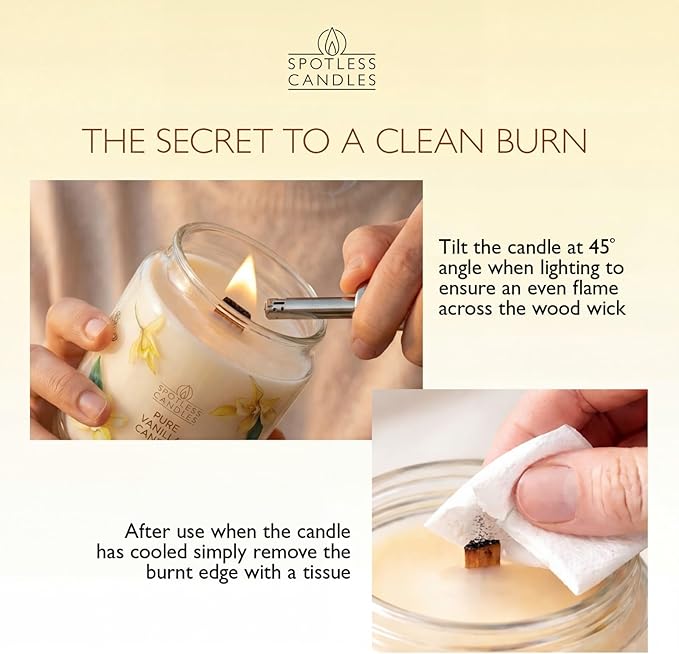 Pure Vanilla Scented Candle 22oz – 80-85 Hour Burn Time, Wooden Wick, Large Glass Jar with Lid, Warm Cozy Fragrance for Home Relaxation & Gift by Spotless Leopard