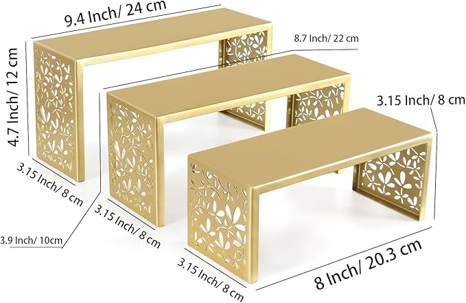 AIM & GGKK 3-Tier Gold Perfume Organizer Stand | Rustproof Metal Cologne Display Rack for Cluttered Vanity & Bathroom | Space-Saving Vertical Fragrance Holder & Elegant Cupcake Tower for Party Decor