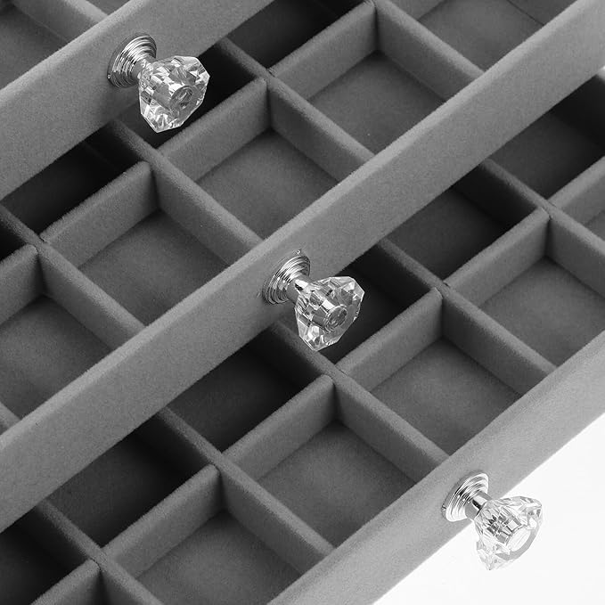 KALLORY Transparent Drawer Jewelry Organizer Box Earring Display Holder Large Capacity Ring Necklace Storage Case for Women Gray Trinket and Makeup Organizer