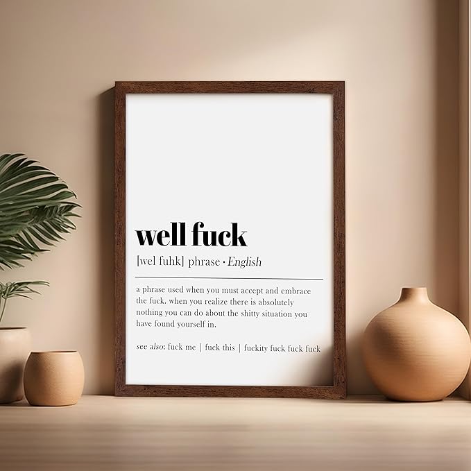 Poster Master Definition Print - Typography Poster - Dictionary Art - Minimal Gift for Men & Women - Funny Wall Decor for Dorm, Bedroom or Living Room - 16x20 Brown Framed