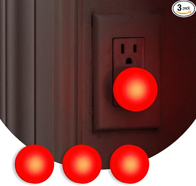 Loftie Night Lights Plug into Wall - 0.5W Plug in Night Light - Red Glow, Wall Light Sensing Dusk to Dawn - 2000K, UL Certified - Bathroom, Hallway, Bedroom Decor, Kitchen - Christmas Gift - 3-Pack