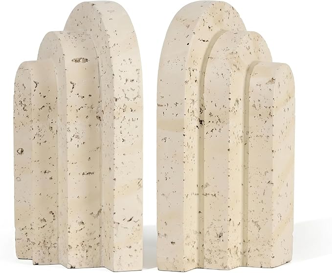 Book Ends for Heavy Books, Decorative Bookends for Shelves, Durable Book Holder & Shelf Decor, Non-Slip Book Stopper, Office Bookshelf Organizer (Set of 2)