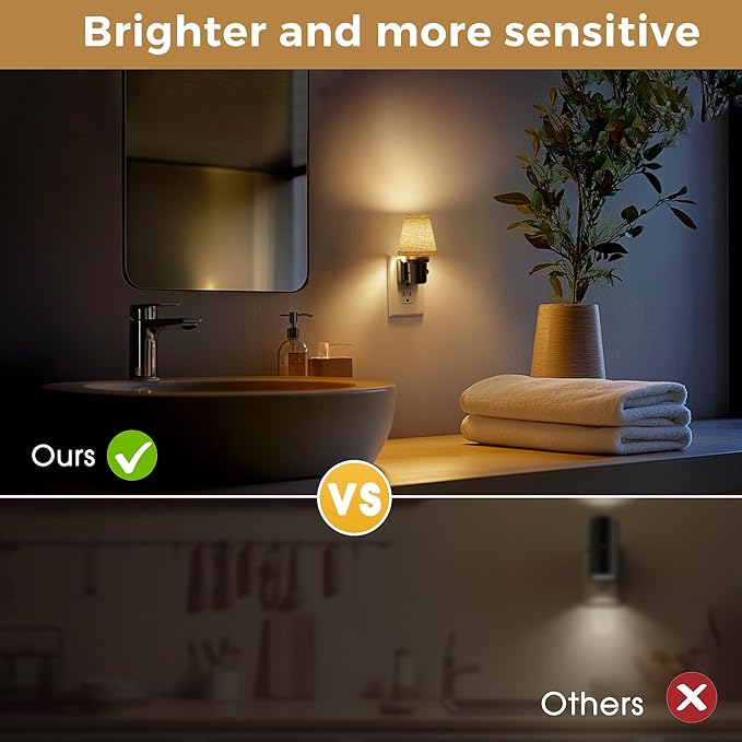 L LOHAS LED Night Lights Plug into Wall, Linen Fabric Round Platform Decor Night Light, Dusk to Dawn Sensor Vintage Nightlight, 0-100LM Dimmable, for Bedroom Living Room Hallway