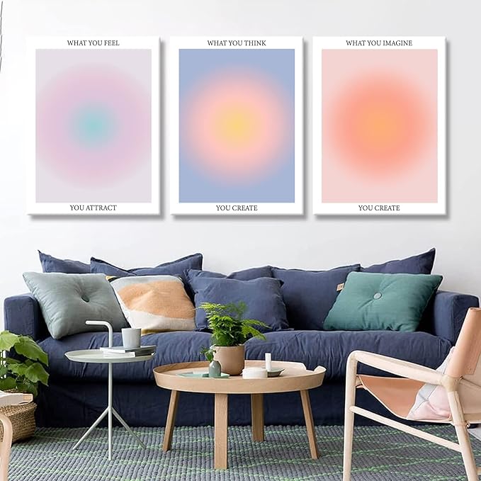Framed 3Pcs Abstract Wall Art Poster Room Aesthetics Spiritual Spiritual Gradual Affirmation Canvas Wall Decoration Positive Energy Inspirational Wall Art Bathroom Living Room Apartment 12x16Inch