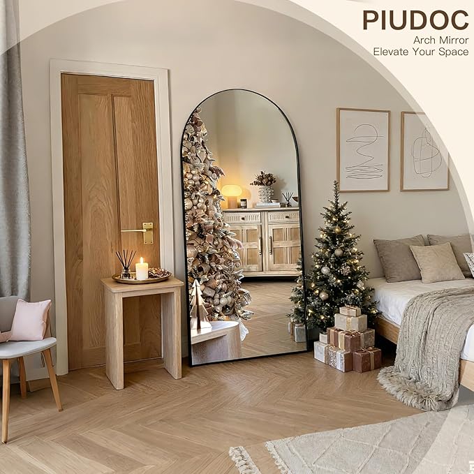 71"x32"Floor Mirror Full Length,Arched Full Length Mirror with Stand,Full Body Mirror,Hanging or Large Leaning for Bedroom Living Room Black