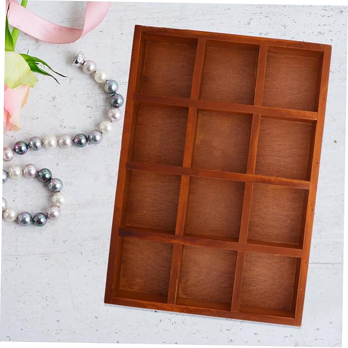 Vintage Wooden Storage Box Compartment Makeup Organizer Jewelry Box Ring Holder