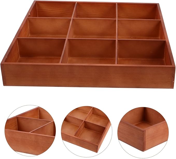GLEAVI Wooden Organizer Box for Parts and Accessories Multi-compartment Storage for Jewelry Makeup and Office Supplies Stylish and Space-efficient Design