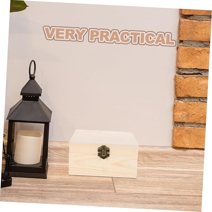 NUOBESTY Wooden Decorative Box Vintage Pine Jewelry Storage Case Mirror Makeup Organizer