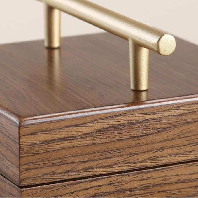 Makeup Organizers Solid Wooden Jewelry Box for Women Jewelry Armoire Ring Necklacel Gift Storage Box Travel Organizer with Mirror, Walnut Wood Color Jewelry Case