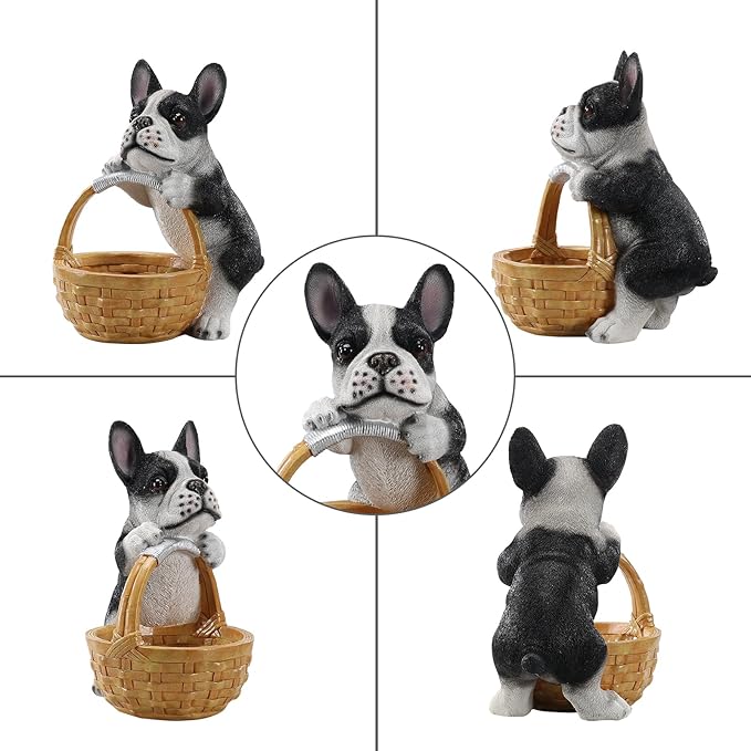 Dog Resin Storage Basket, Desktop Organizer for Remote & Keys, Cute Home Decor Tray, Ideal present for Pet Lovers.(French Bulldog/ Pied)