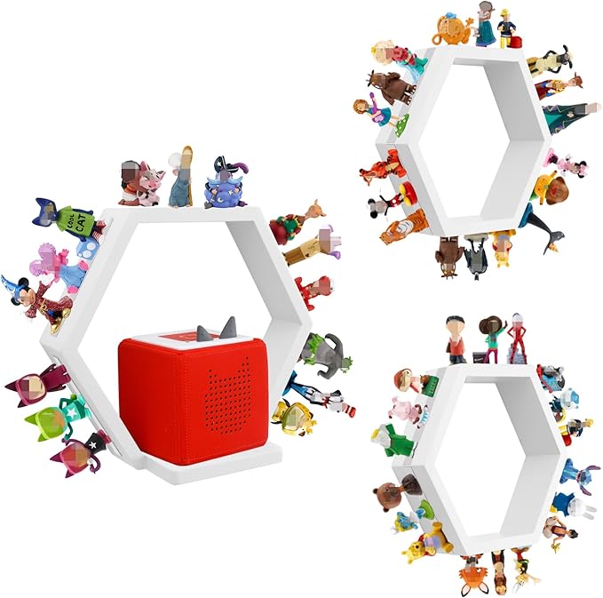 for Tonies Shelf Magnetic – Wooden Tonies Storage Shelf, Tonie Box Shelf with Tonies Holder, Wall Mounted Tonies Organizer for Kids Room (White)