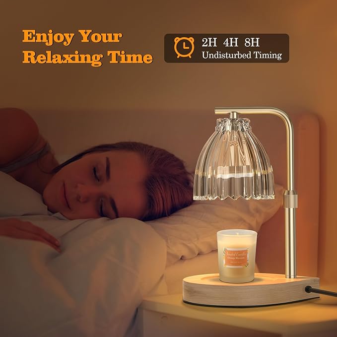 Mothers Day Gifts, Candle Warmer Lamp with Adjustable Height, Timer & Dimmer, Birthday Gifts for Women, Elegant Gift Box & Greeting Card, Candle Lamp with 2 Bulbs for Home Decor/Bedroom/Office