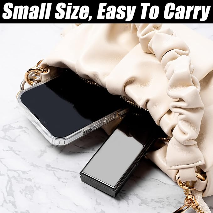 7 Day Pretty Mini Metal Pill Organizer Metal Manufacturing Inside The Makeup Mirror Sleek Look Easy to Carry Fashionable Texture Plating Gun Black More Exquisite (Gun Black)