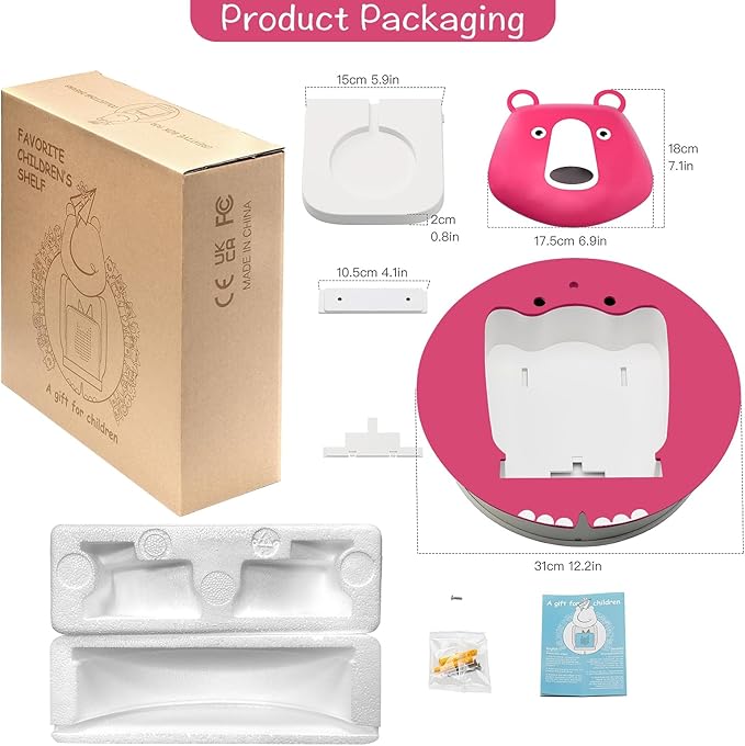 TonieBox Storage,Tonies Storage Shelf,Creative Bear Design Children's Magnetic Tonies Shelf,30-40pcs Tonies Figures Floating Shelf for Tonies Figures Display (Rose red).