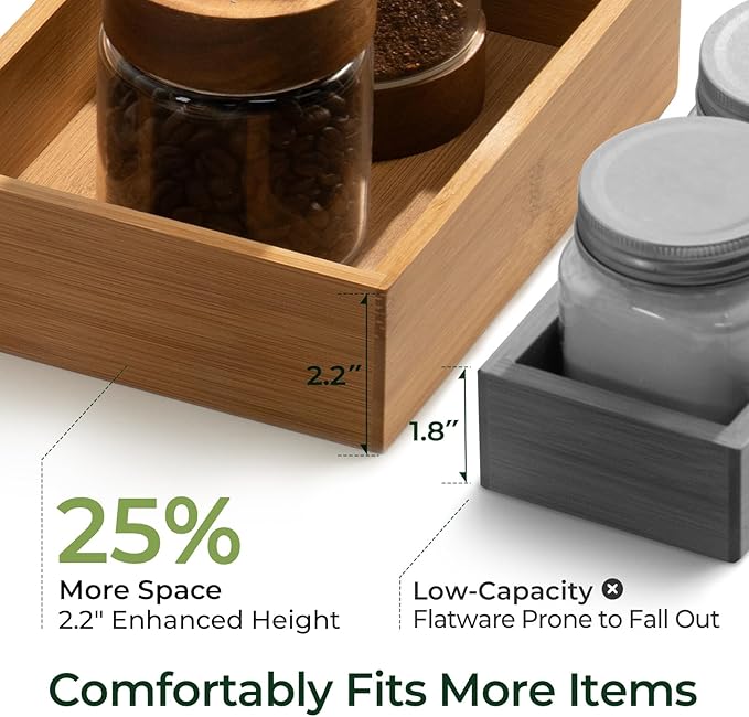 keechee Carbonized Bamboo Kitchen Drawer Organizer (Bundle: 10pc Organizers Set)