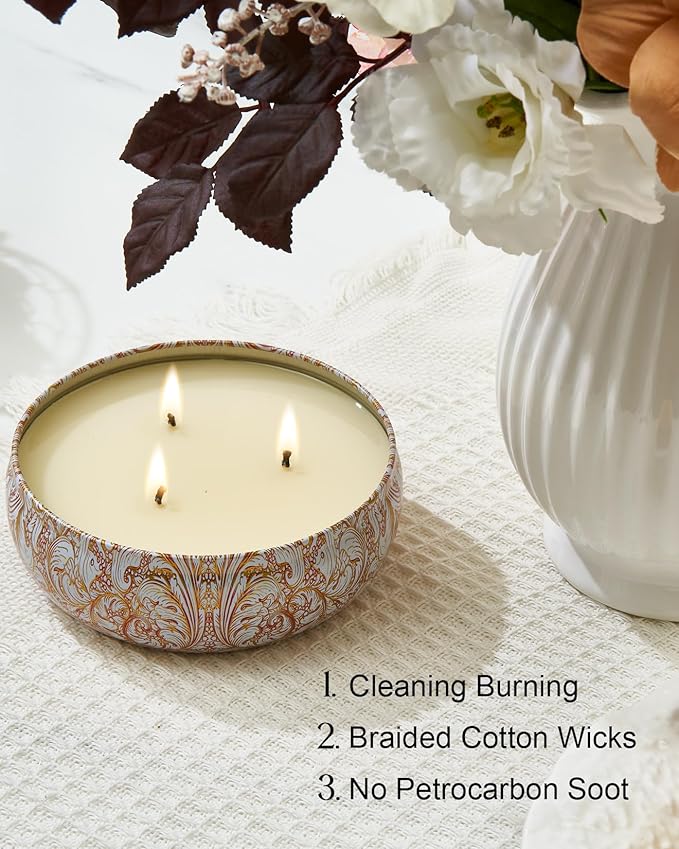 M&SENSE Wild Orchid Scented Candles, Large 3 Wick Soy Tin Candle, Over 40 Hour Burning Time, 100% Natural Vegan Wax, Relaxing Aromatherapy Aesthetic Candle Gift for Women and Men