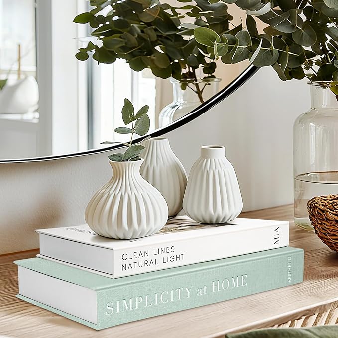 Modern Decorative Books for Home Coffee Table Decor - Fake Books Storage Box for Decoration - Set of 2 Faux Book Photo Storage Keepsake Box for Room Bookshelf Decor, Sage