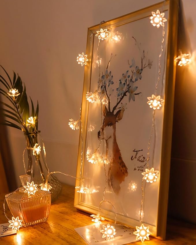 JOLYMOLY 59 Ft 100 LED Flower Fairy Lights with Remote Timer, Plug in Connectable Twinkle Lights with Soft Flowers for Bedroom Wedding Dorm Indoor Outdoor Decor, Warm White