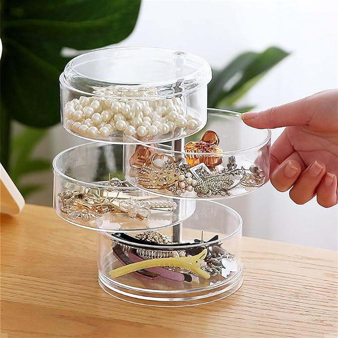 Makeup Organizer Multi Layer Jewelry Organizer Large Capacity 360 Desktop Jewelry Organizer for Stud Earrings Rings Necklaces Bracelets Storage Box (Color : Clear, Size : 5)