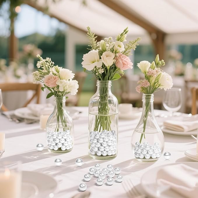 350Pcs White Vase Filler Pearl Beads for Crafting 12mm Beads No Holes Decor Suitable for Wedding Decor, Party Decorations, Centerpiece Table Decorations