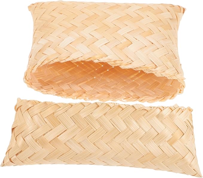 CALLARON Woven Pouch Lid Small Tea Storage Organizer for Wedding Candy and Snacks Southeast Asian Style Practical and Unique Home Decor