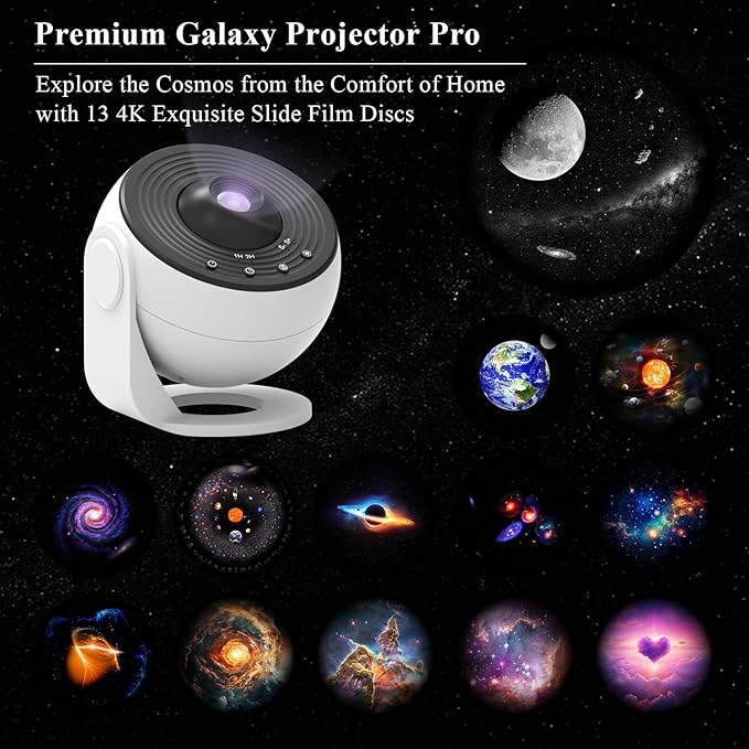Galaxy Projector Pro for Teens Girls Boys, 13 in1 Planetarium Projector Pro with Nebula & Milky Way Effects, Wider Ceiling Coverage, Auto Timer, Star Projector for Kids Adults, Bedroom Night Lights