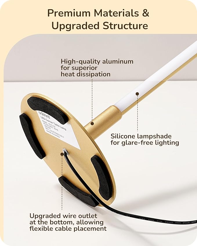 EDISHINE LED Table Lamp, Stepless Dimmable Bedside Lamp with 3 Color Temperature, Modern Nightstand Lamp, Upgraded Desk Lamps for Bedroom, Living Room, Corner, Gift, Metal Finish, Gold, 6W