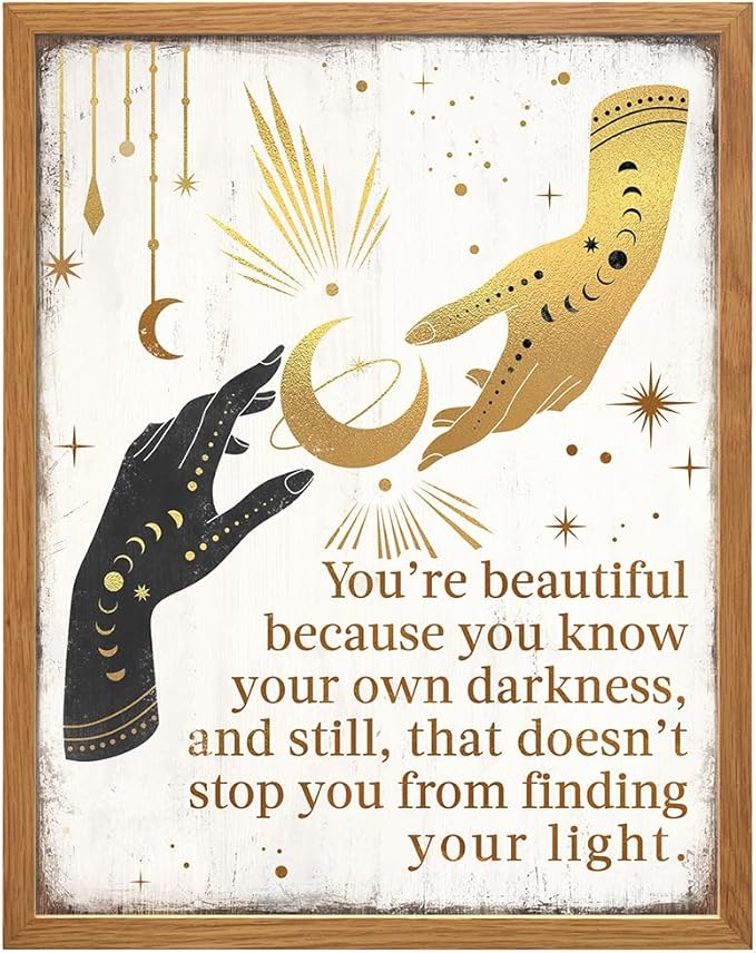 Boho Gothic Wall Decor LARGE 11x14 FRAMED - Witchy Home Decor - positive Quotes Wall Art for Women - Motivational poster Gothic Room Print - Wicca Witch Supplies - Inspirational Decoration for Women