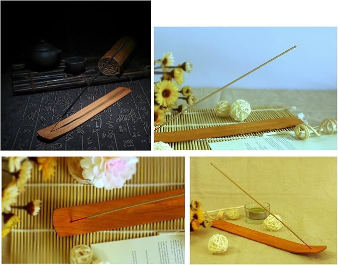 TRENDBOX 30pcs Handmade Plain Wood Wooden Incense Stick Holder Burner Ash Catcher Natural Design Buddhist