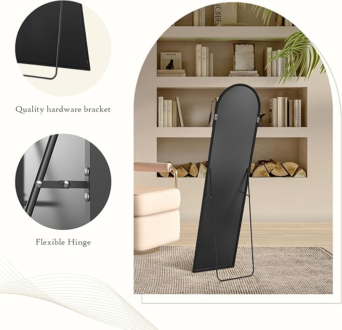 Mirror Full Length, Upgraded Body Wall Mirrors with Shatter-Proof Glass, Floor Standing, Hanging or Leaning, Tall Mirror with Stand Aluminum Alloy Frame for Bedroom
