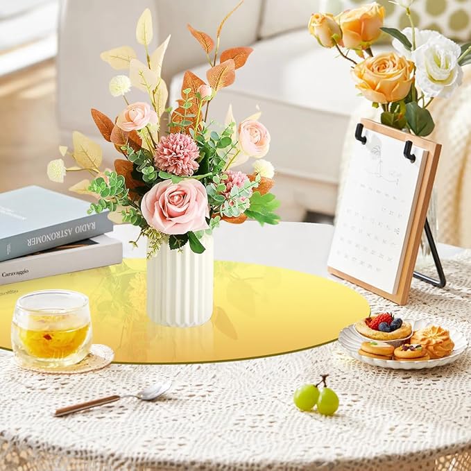 14 Pcs Acrylic Round Mirror for Tables Centerpieces, 10 inch Circle Mirror Tiles Tray for Wedding Wall Home Living Room Bedroom Decor, Small for Crafts (10in/25cm)