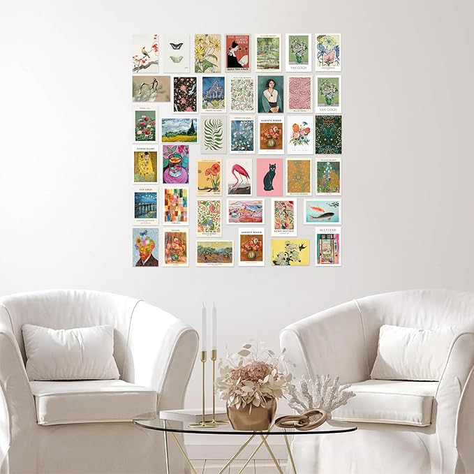 KBKBART 40 Pcs Vintage Wall Collage Kit Maximalist Paintings Art Prints Vintage Famous Artists Aesthetic Prints Cards Photo Wall Decor Aesthetic Collage Dorm Bedroom Decor