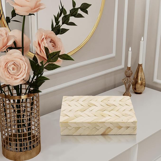 Handicrafts Home Decorative Box 8x6 – Photo Storage Box, Jewelry Organizer, Modern Decorative Storage Box with Lid, Bohemian Table Décor, Vintage Keepsake Box for Shelf or Coffee Table Décor