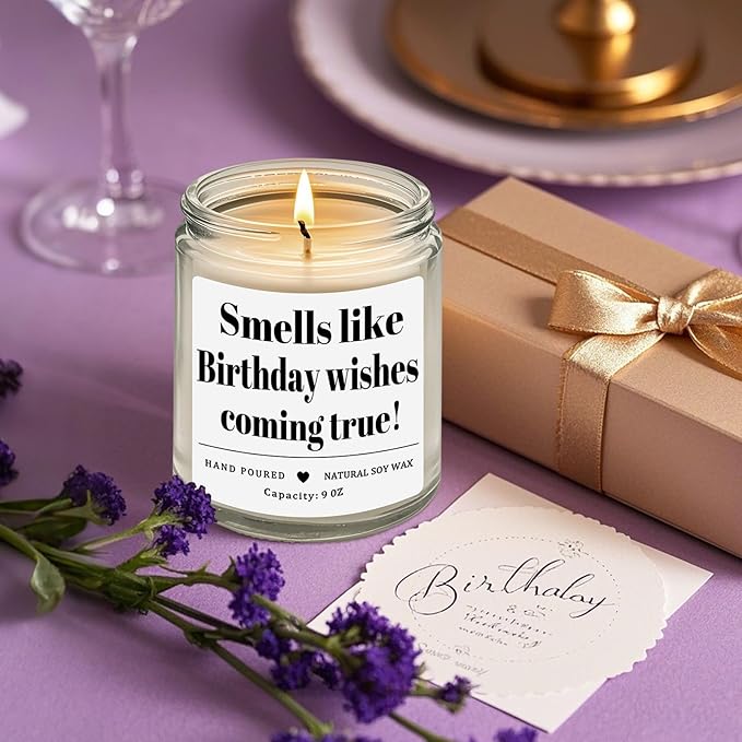 Homsolver Birthday Gifts for Women Men, 9OZ Lavender Scented Birthday Candles with 50+ Hours Burn Time, Unique Handmade Birthday Decorations for Her Him, 20st/30th/40th/50th/60th/70th Birthday Candle
