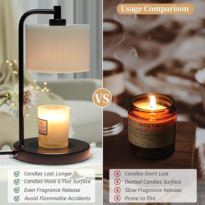NITOWOLF Candle Warmer Lamp with Timer, Dimmable Wax Warmer Lamp Candle Lamp for Scented Candles with Bulbs, Mothers Day Gifts for Mom, Birthday Gifts for Women(Black)