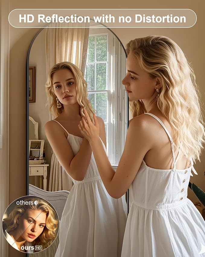 58"x19"Floor Mirror Full Length,Arched Full Length Mirror with Stand,Full Body Mirror,Hanging or Large Leaning for Bedroom Living Room Black