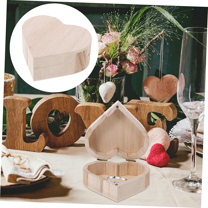 LIFKOME Vintage Heart-shaped Wooden Jewelry Box with Large Capacity for Women Makeup Organizer Case for Home Decor and Scratch Protection